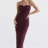 Sukienka maxi Lani Merlot z gorsetem