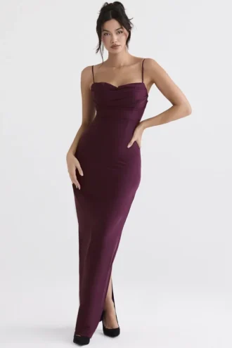 Sukienka maxi Lani Merlot z gorsetem