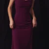 Sukienka maxi Lani Merlot z gorsetem