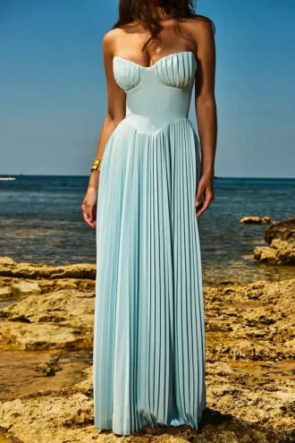 Sukienka maxi Marcella w kolorze oceanicznej błękitu