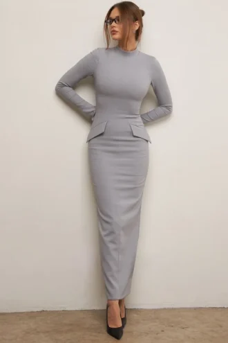 Sukienka maxi Marie-Louise w kolorze jasnoszarym