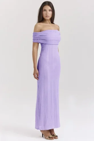 Sukienka maxi Micah Orchid Ladder Knit