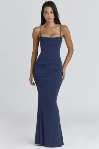 Sukienka maxi Milena Navy Gorsety