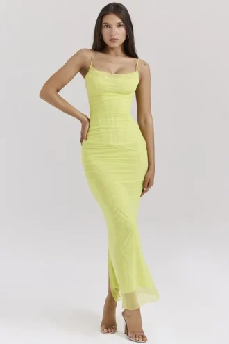 Sukienka maxi Nalini Acid Lime Gorsety Sukienka maxi Nalini Acid Lime Gorsety