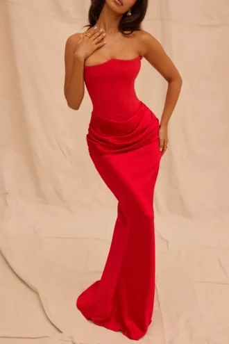Sukienka maxi Persephone Scarlet bez ramiączek z gorsetem Sukienka maxi Persephone Scarlet bez ramiączek z gorsetem