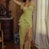 Sukienka maxi Pixie Lime z falbanami Sukienka maxi Pixie Lime z falbanami