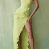 Sukienka maxi Pixie Lime z falbanami Sukienka maxi Pixie Lime z falbanami