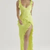 Sukienka maxi Pixie Lime z falbanami Sukienka maxi Pixie Lime z falbanami