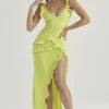 Sukienka maxi Pixie Lime z falbanami Sukienka maxi Pixie Lime z falbanami
