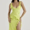 Sukienka maxi Pixie Lime z falbanami Sukienka maxi Pixie Lime z falbanami