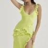 Sukienka maxi Pixie Lime z falbanami Sukienka maxi Pixie Lime z falbanami