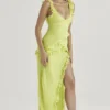 Sukienka maxi Pixie Lime z falbanami Sukienka maxi Pixie Lime z falbanami