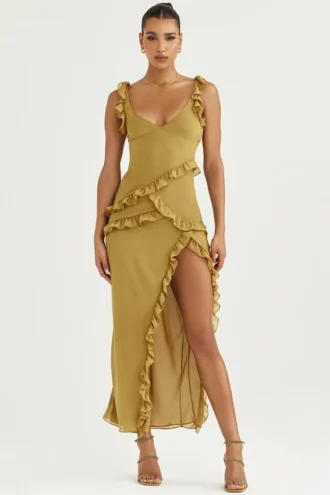 Sukienka maxi Pixie Olive Ruffle Sukienka maxi Pixie Olive Ruffle