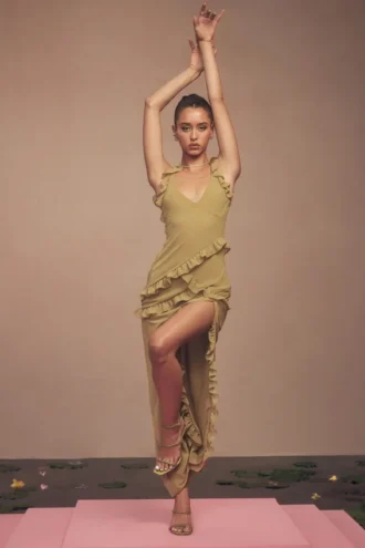 Sukienka maxi Pixie Olive Ruffle Sukienka maxi Pixie Olive Ruffle