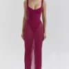 Sukienka maxi Robina z elastycznej siateczki w kolorze wina Sukienka maxi Robina z elastycznej siateczki w kolorze wina