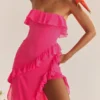 Sukienka maxi Sarina w kolorze fuksji z falbanami Sukienka maxi Sarina w kolorze fuksji z falbanami