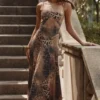 Sukienka maxi Seren Leopard z ręcznymi zdobieniami z koralików