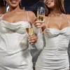 Sukienka maxi z gorsetem Charmaine w kolorze kości słoniowej