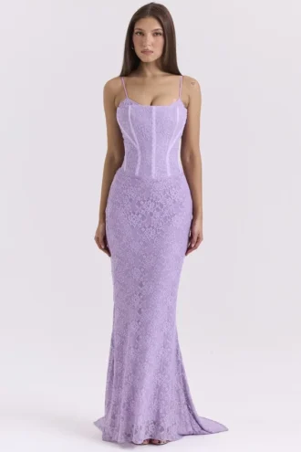 Sukienka maxi z gorsetem z koronki w kolorze orchidei Antonina Sukienka maxi z gorsetem z koronki w kolorze orchidei Antonina