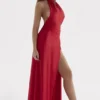 Sukienka maxi „Zanab Red Rose” z rozcięciem na udzie
