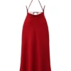 Sukienka maxi „Zanab Red Rose” z rozcięciem na udzie