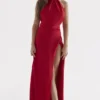 Sukienka maxi „Zanab Red Rose” z rozcięciem na udzie