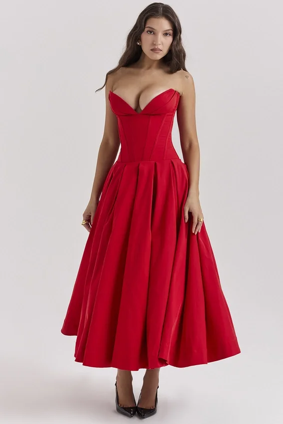 Sukienka midi bez ramiączek Lady Scarlet Sukienka midi bez ramiączek Lady Scarlet