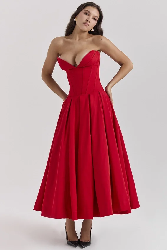 Sukienka midi bez ramiączek Lady Scarlet Sukienka midi bez ramiączek Lady Scarlet