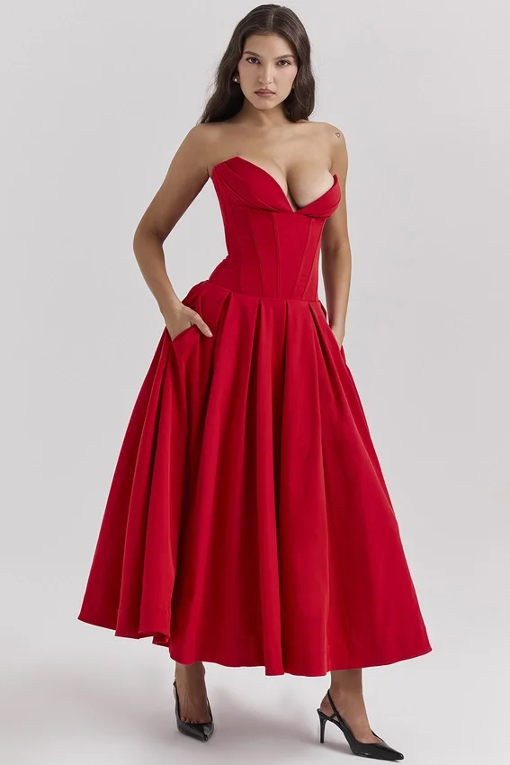 Sukienka midi bez ramiączek Lady Scarlet Sukienka midi bez ramiączek Lady Scarlet