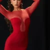 Sukienka midi Darcy w kolorze szkarłatnym z głębokim dekoltem Sukienka midi Darcy w kolorze szkarłatnym z głębokim dekoltem