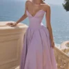 Sukienka midi Lady Orchid z tiulu i twillu, bez ramiączek
