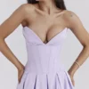 Sukienka midi Lady Orchid z tiulu i twillu, bez ramiączek