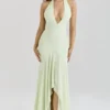 Sukienka midi Tamara z drapowanego żorżetu w kolorze pistacjowym Sukienka midi Tamara z drapowanego żorżetu w kolorze pistacjowym