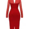 Sukienka midi Yasmin Scarlet z głębokim dekoltem Sukienka midi Yasmin Scarlet z głębokim dekoltem