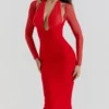 Sukienka midi Yasmin Scarlet z głębokim dekoltem Sukienka midi Yasmin Scarlet z głębokim dekoltem