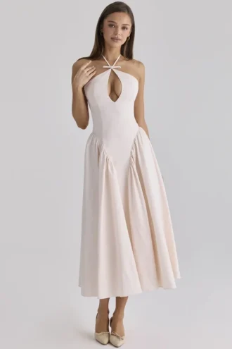 Sukienka midi z bawełny Lilli Blush Peek-a-Boo Keyhole Sukienka midi z bawełny Lilli Blush Peek-a-Boo Keyhole