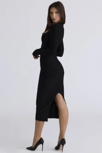 Sukienka midi z długim rękawem Naomi Black Sukienka midi z długim rękawem Naomi Black