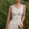 Sukienka midi z elastycznej bawełny z nadrukiem Sienna Rose i wiązaniem Sukienka midi z elastycznej bawełny z nadrukiem Sienna Rose i wiązaniem