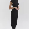 Sukienka midi z golfem z mieszanki kaszmiru Gaia Black Sukienka midi z golfem z mieszanki kaszmiru Gaia Black