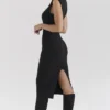 Sukienka midi z golfem z mieszanki kaszmiru Gaia Black Sukienka midi z golfem z mieszanki kaszmiru Gaia Black