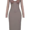 Sukienka midi z gorsetem Safran Mocha Sukienka midi z gorsetem Safran Mocha