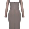Sukienka midi z gorsetem Safran Mocha Sukienka midi z gorsetem Safran Mocha