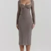 Sukienka midi z gorsetem Safran Mocha Sukienka midi z gorsetem Safran Mocha