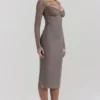 Sukienka midi z gorsetem Safran Mocha Sukienka midi z gorsetem Safran Mocha