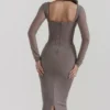 Sukienka midi z gorsetem Safran Mocha Sukienka midi z gorsetem Safran Mocha