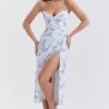 Sukienka midi z gorsetem w niebieski wzór Charlotte Sukienka midi z gorsetem w niebieski wzór Charlotte
