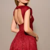 Sukienka midi z odkrytymi plecami z koronki Debutante Berry