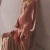 Sukienka midi z prawdziwego jedwabiu z falbanami Reine Rose Sukienka midi z prawdziwego jedwabiu z falbanami Reine Rose
