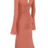 Sukienka midi z prawdziwego jedwabiu z falbanami Reine Rose Sukienka midi z prawdziwego jedwabiu z falbanami Reine Rose