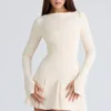 Sukienka mini Francesca Vintage Cream Stretch Crepe Godet Sukienka mini Francesca Vintage Cream Stretch Crepe Godet